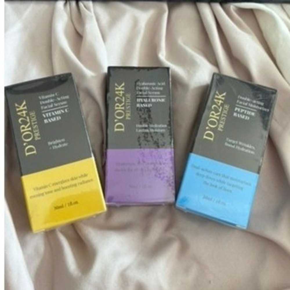 D'OR24K Prestige Skincare Set Vitamin C Hyaluronic Acid Peptide 30ml 3pc Bundle